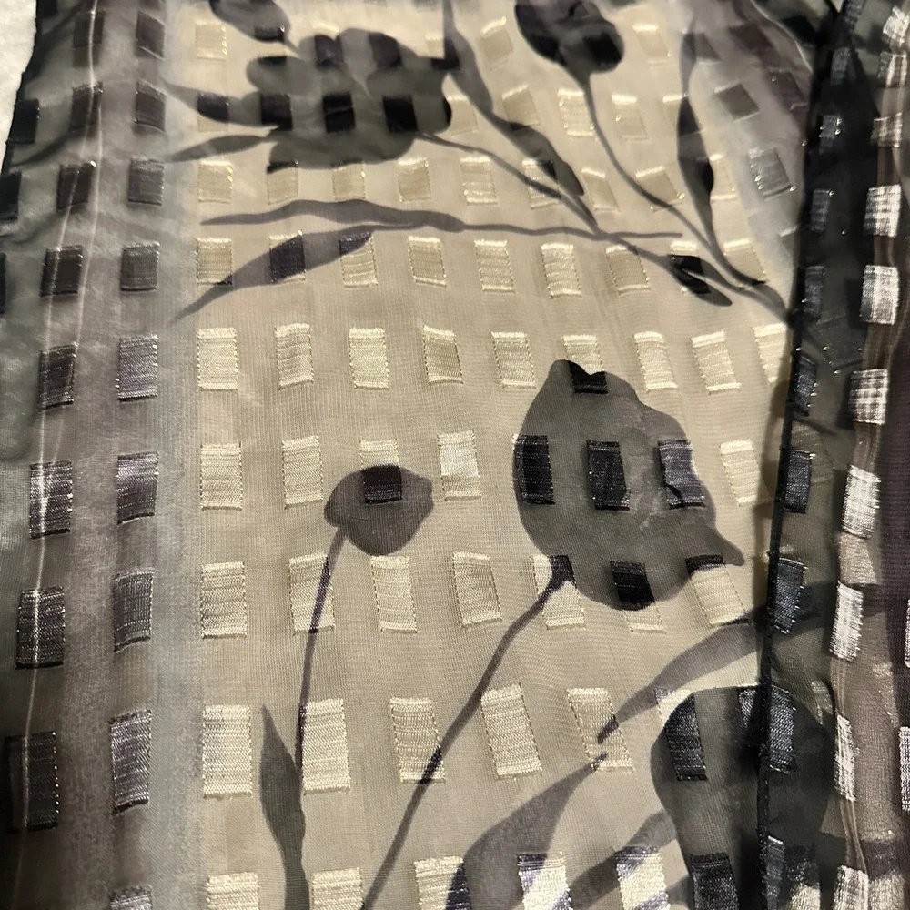 Sheer Flowered Geometric‎ Scarf 13” X 56”